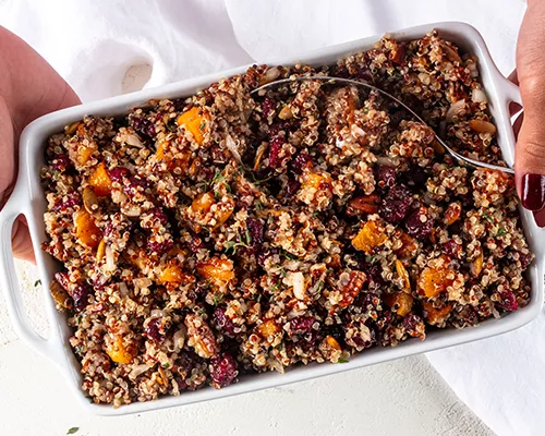 Roasted Butternut Squash Quinoa with Cranberries and Pecans